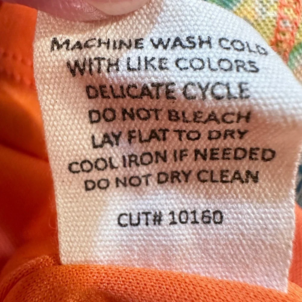 Joie de Vivre Tiered Mesh Midi Dress Women Size M Orange Paisley Smocked Waist - Picture 4 of 13
